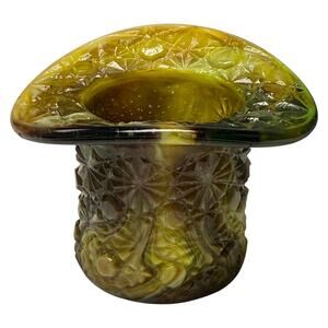 Boyd Glass Daisy Button Hat Toothpick Holder UV Reactive GLOWS OOAK B1569